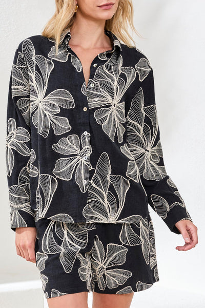 CHEMISE TRIBAL "BRODERIES" BLACK (30010)