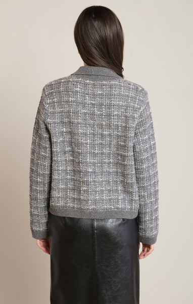 CARDIGAN BLACK TAPE "TWEED SWEATER" GREY MIX (2827281)
