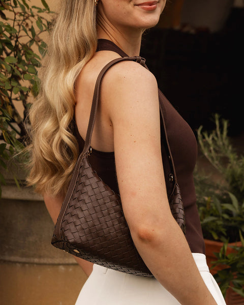 SAC À MAIN LOUENHIDE "MADELINE" WOVEN CHOCOLATE