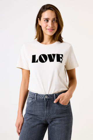 T-SHIRT GARCIA "LOVE" WHITE CAP (Z0055)