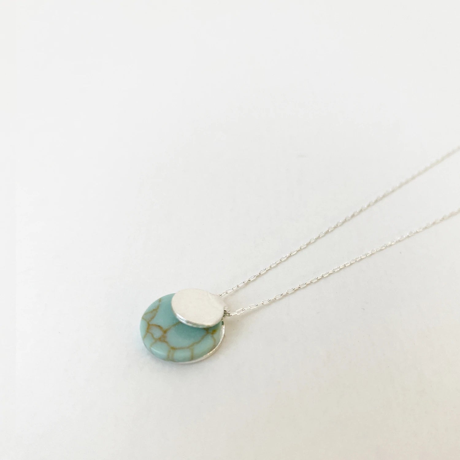 COLLIER "PIERRE RONDE"  TURQUOISE & SILVER
