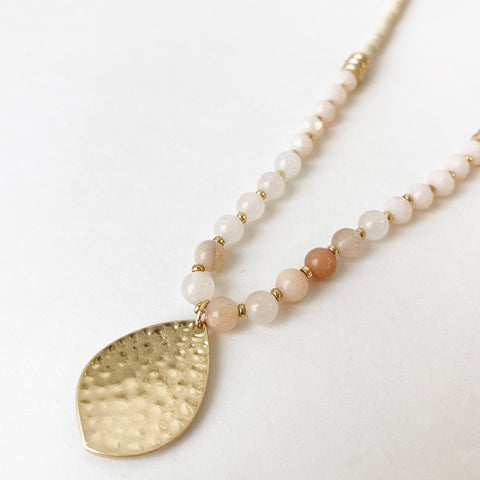 COLLIER CARACOL "PIERRES BLUSH & TEXTURE" GOLD