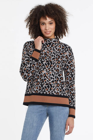 CHANDAIL TRICOT "ANIMAL PRINT" BLACK, GREY & CAMEL