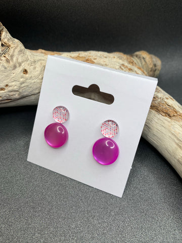 DUO BOUCLES D'OREILLES "COEURS" MAUVE (2243)