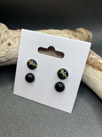 DUO BOUCLES D'OREILLES "CHEVAUX NOIRS" (2244)