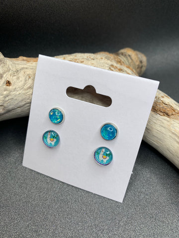 DUO BOUCLES D'OREILLES "LAMA" BLEU (2220)