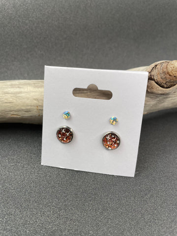 DUO BOUCLES D'OREILLES "PETITES FLEURS & SWAROVSKI CRYSTAL" (2215)