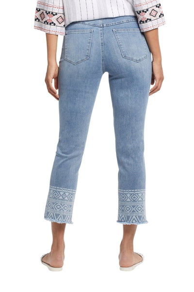 JEANS PULL-ON TRIBAL "AUDREY STRAIGHT CROP" BLUE DAZZLE